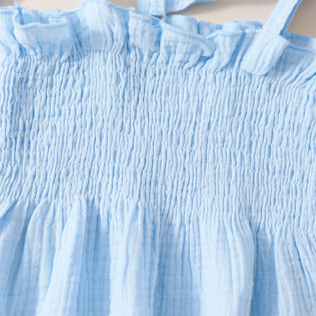 Conjunto Verano para Niñas Pequeñas Color Liso/Cuadros Sin Mangas Con Volantes Camisetas y Pantalones Anchos de Lino Ropa Infantil de Primavera - 4