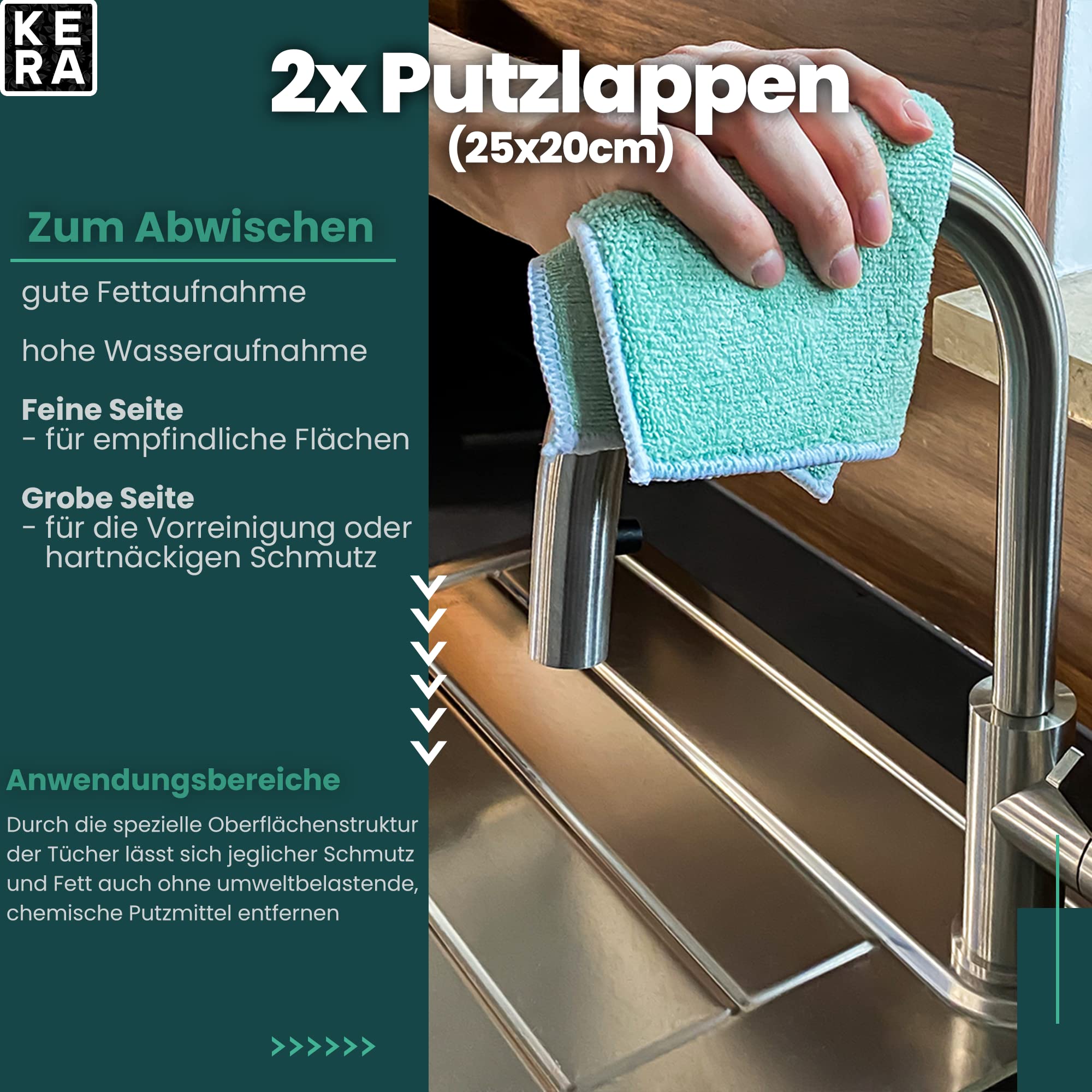 KERA Bambus Lappen Tcher 8er Set fr Fenster Kche Bad | Streifenfrei  Fusselfrei Extra Saugstark Nachhaltig | Putztcher + Geschirrtcher +  Fenstertcher | 60 waschbar Trockner geeignet : Amazon.de: Kche, Haushalt  & Wohnen