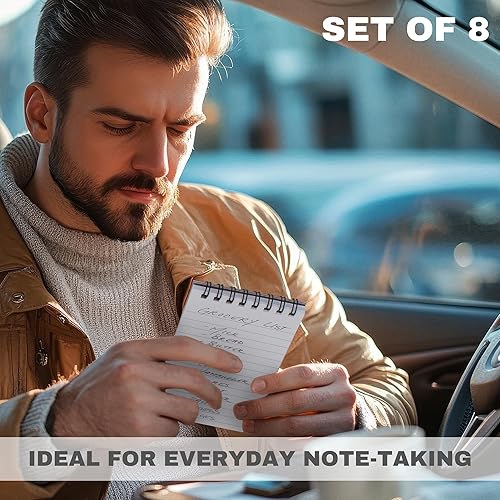 Miniatura 3 de ZICOTO Juego de 8 cuadernos estéticos de bolsillo, pequeños bloc de notas en espiral de 3 x 5 pulgadas con páginas forradas, los pequeños blocs de