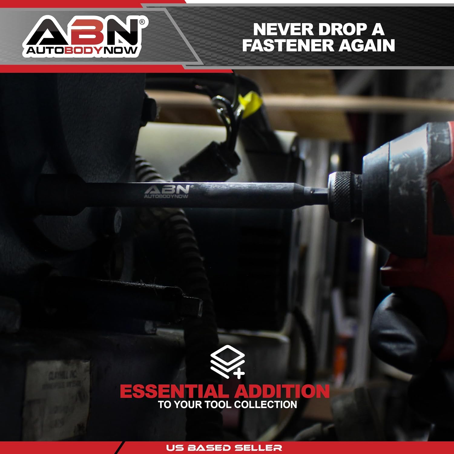 ABN 7/16 IN Impact Nut Driver Tool - SAE 6 IN Long Shank Nut Driver Bits Magnetic Tip Sockets, 1/4 IN Hex Shank