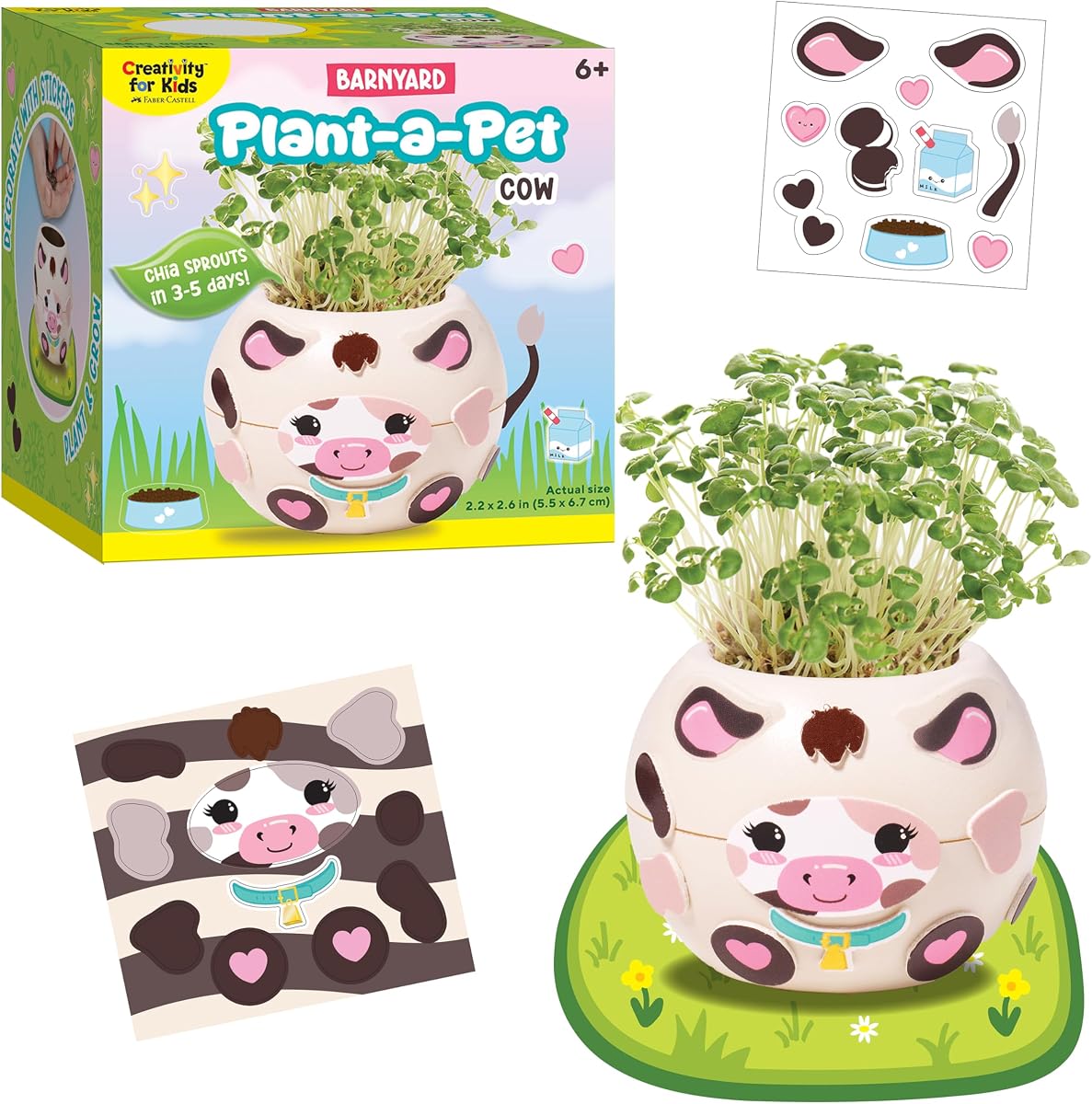 Creativity for Kids Plant-a-Pet Barnyard Pig Kit | Decorate, Plant & Grow Your Own Pet | Chia Seed Gardening Craft | Spring Crafts & Screen-Free Kids Activity (Ages 6+)