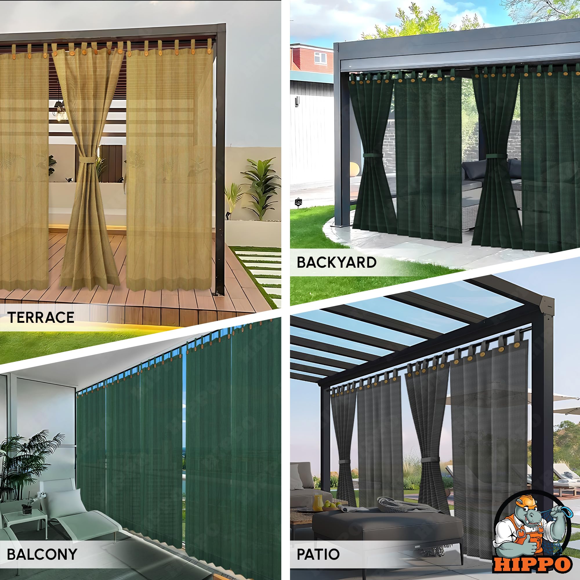 Outdoor Sun Curtains - UV Protection & Shade -9