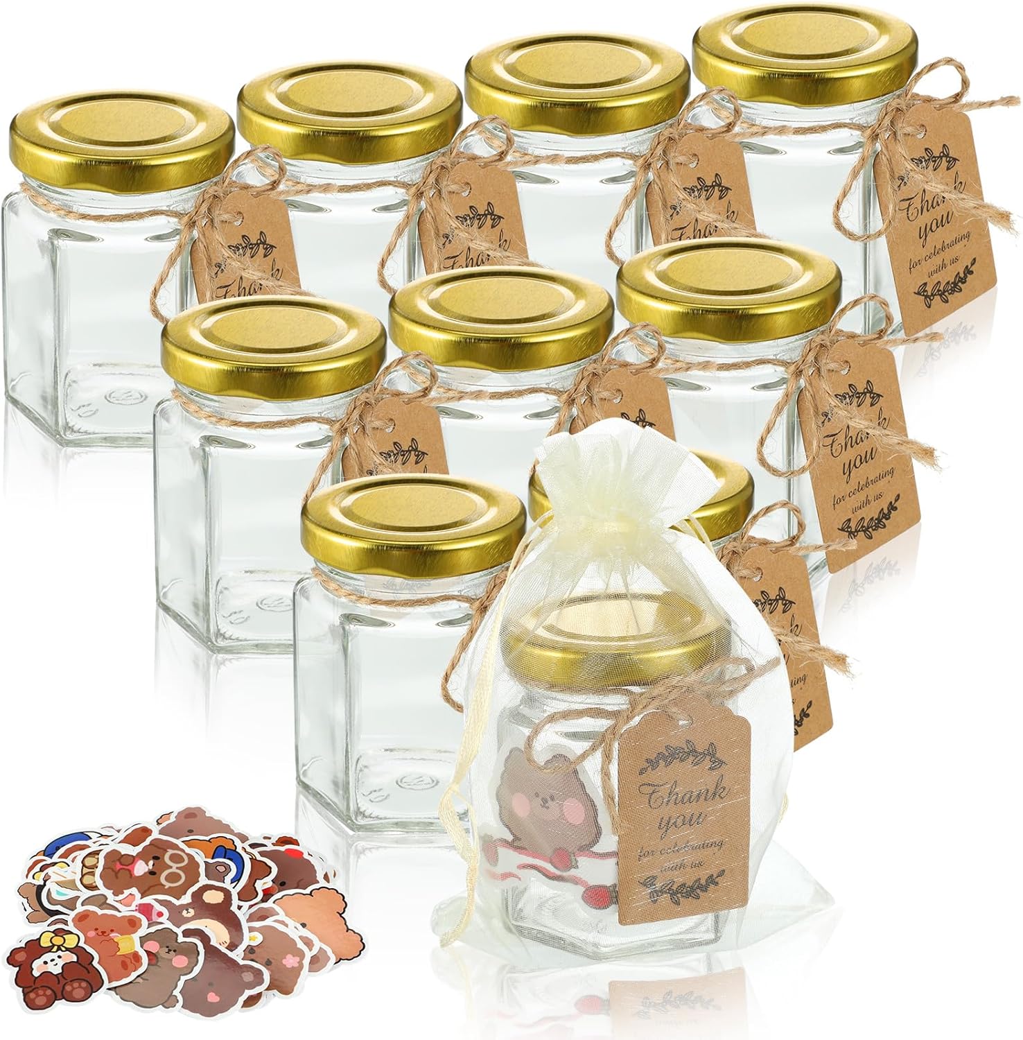 Tanlade 50 Pcs 3 oz Glass Jars with Lids Small Glass Jars