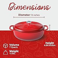 Vista 45 de Segretto Cookware Enameled Dutch Oven Pot with Lid Rosso (Gradient Red) 1.7 Quarts Cast Iron Dutch Oven with Handle 1.7 qt Enamel Small Cast Iron