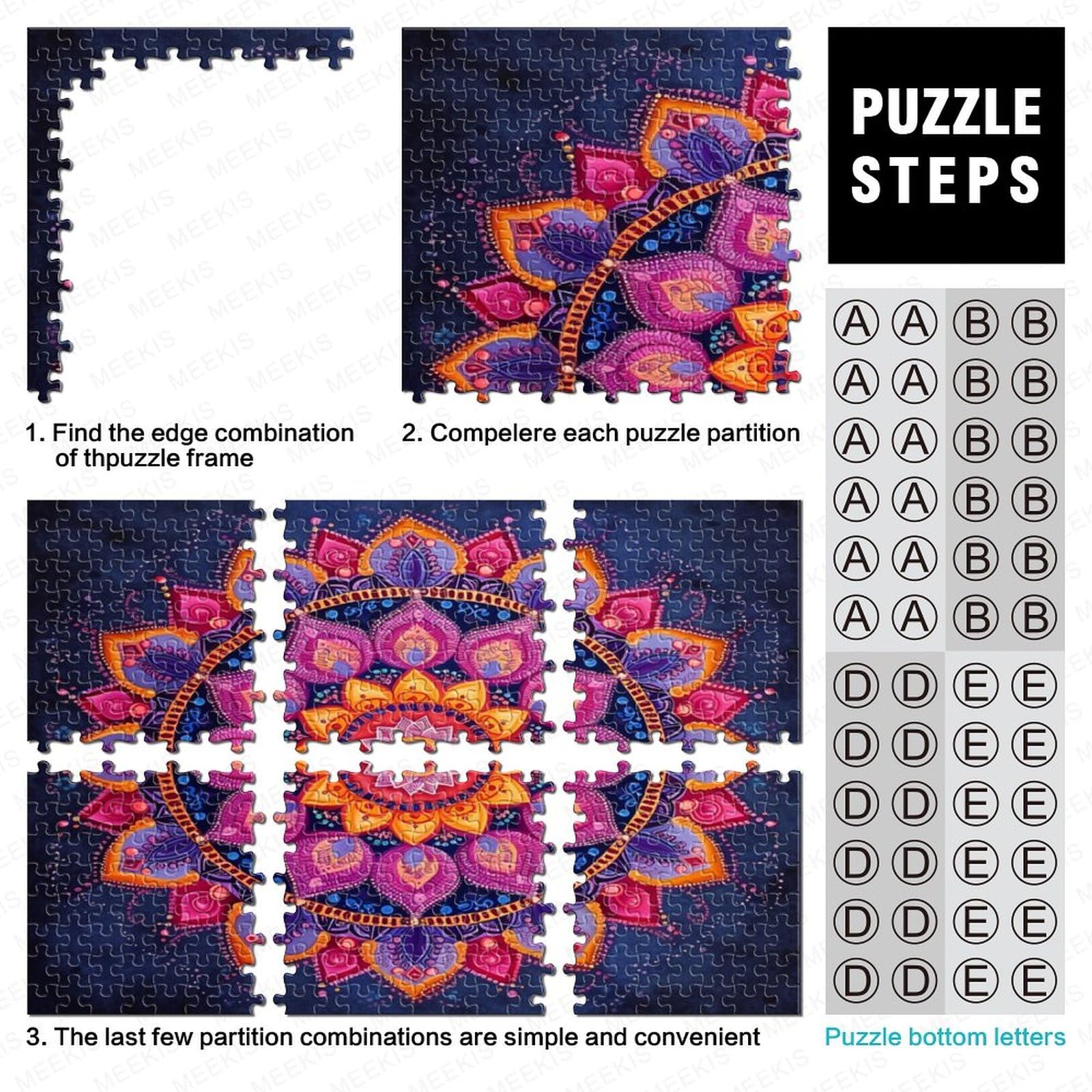 Puzzle Geometry 1000 Pezzi – Sfida Rilassante Per Adulti, Design Geometrico Colorato, 68x48,5 Cm - 4