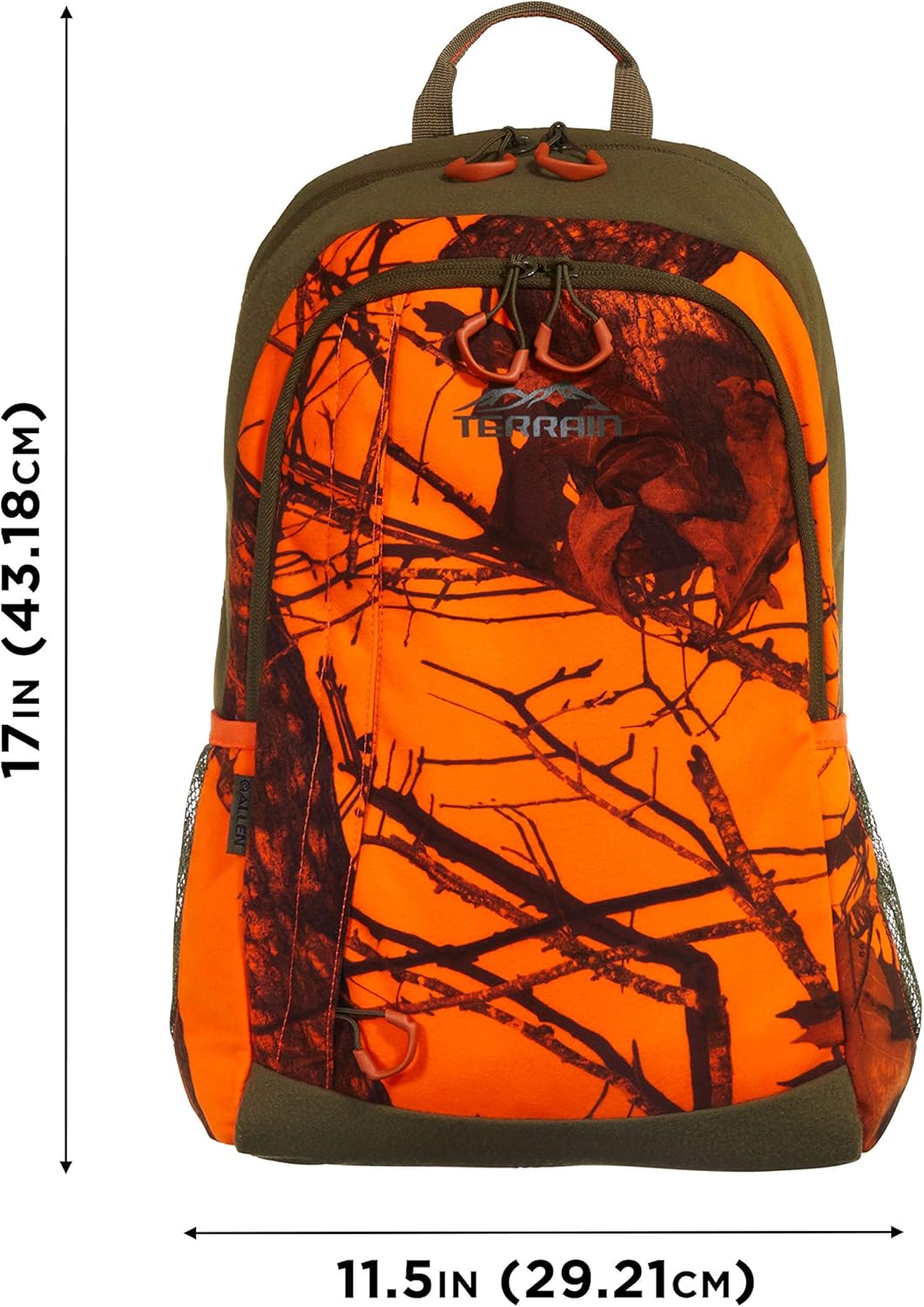 Allen Company Terrain Delta Mossy Oak Camping, Hiking and Hunting Backpack/Daypack, 12.5 L x 4 W x 18 H inches, 1350 cu.in. (22.1 liters), Mossy Oak Break-Up Blaze Camo, Orange (Packs & Bags) : Sports & Outdoors