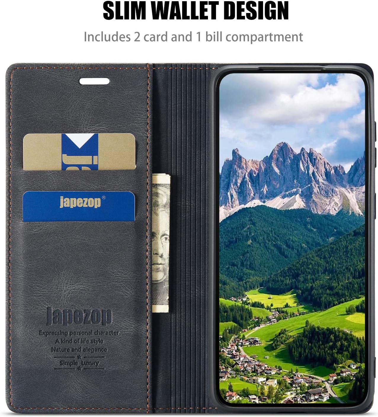 Samsung Galaxy S23+ Plus 5G Wallet Case with [RFID Blocking] Card Holder Kickstand Magnetic,Leather Flip Case Wallet for Samsung Galaxy S23+ Plus 5G 6.6 Inch (Black) - Image 4