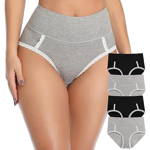 S-4XL Womens Cotton Underwear High Waist Postpartum Care Panties Soft Breathable No Muffin Briefs for Ladies(Multipack)