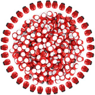 Septpenta 300Pcs Wooden Ladybugs, Mini Ladybugs Tiny Ladybug Decoration, 0.4 X 0.3In, Cute and Compact for Miniature Landscaping, Decorative Small Bottles, Vases, Balloons, DIY Crafts