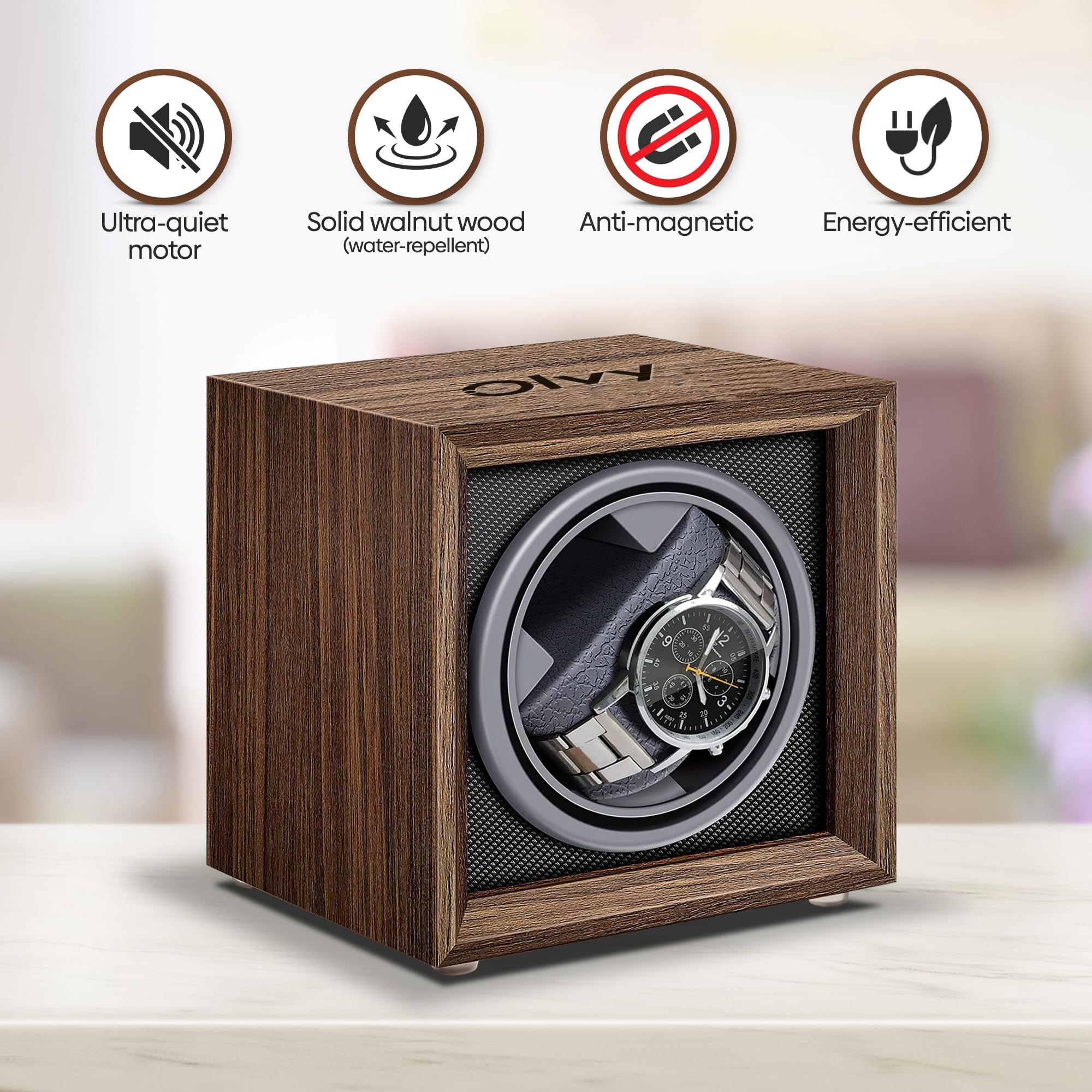 Olvy Uhrenbeweger für Automatikuhren, Extrem Leisem Motor, Watch Winder, Automatischer Uhrenbeweger, Watchwinder