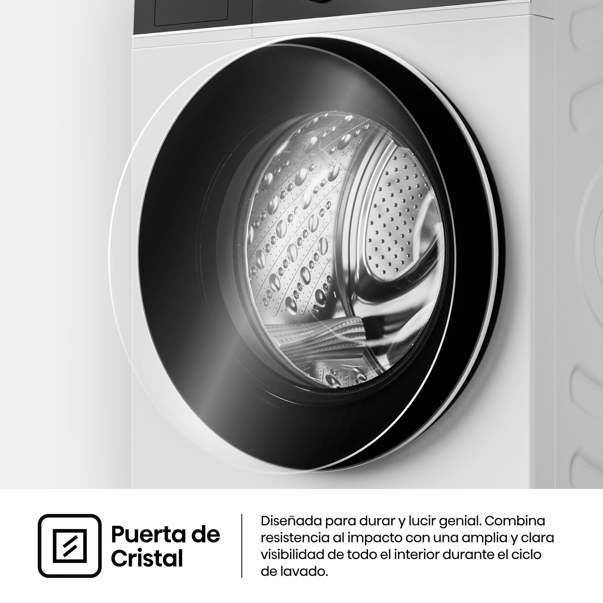 Hisense WF5I1245BWR - Lavadora 12 Kg, Clase A-40%, 1400 rpm, AutoDose, puerta cristal, fondo reducido 59,5cm, ancho 59,5cm, alto 84,5cm - Color Blanco