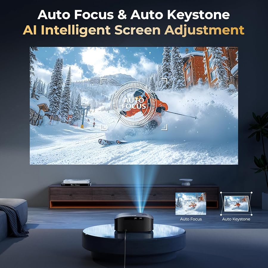 GOODEE 4K Mini Smart Projector with WiFi and Bluetooth - 【Official Licensed Google TV】 Compatible with Netflix/YouTube/Prime Video/Dolby Audio/Auto Focus, Portable Movie Projectors for Outdoor/Indoor - image 4