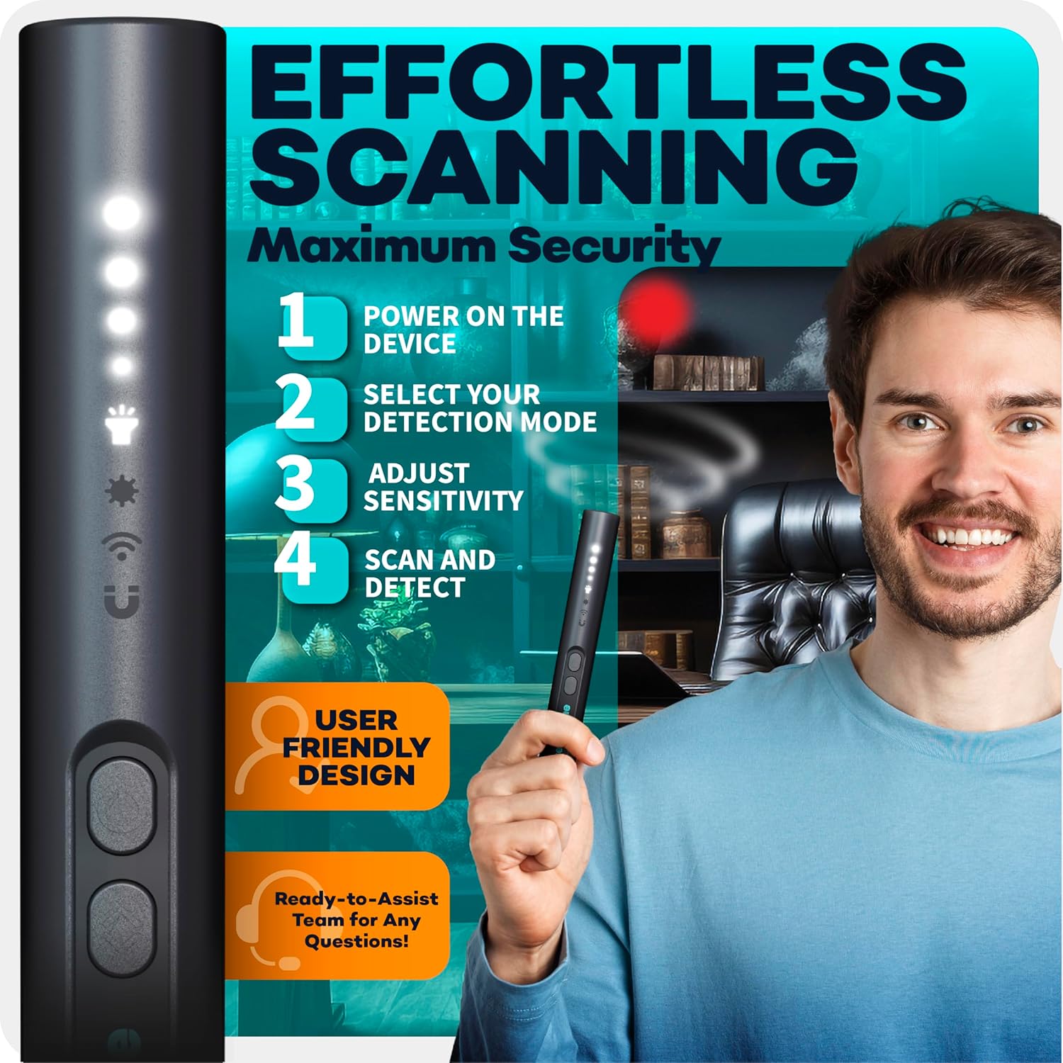 Hidden Camera Detectors – Mini Security Device for Audio Video Wireless Threats, Hotel Safety, Home Privacy and GPS Tracker Detection, Pen RF Spy Cam Voice Recorder Bug Finder for Travelers - Image 5