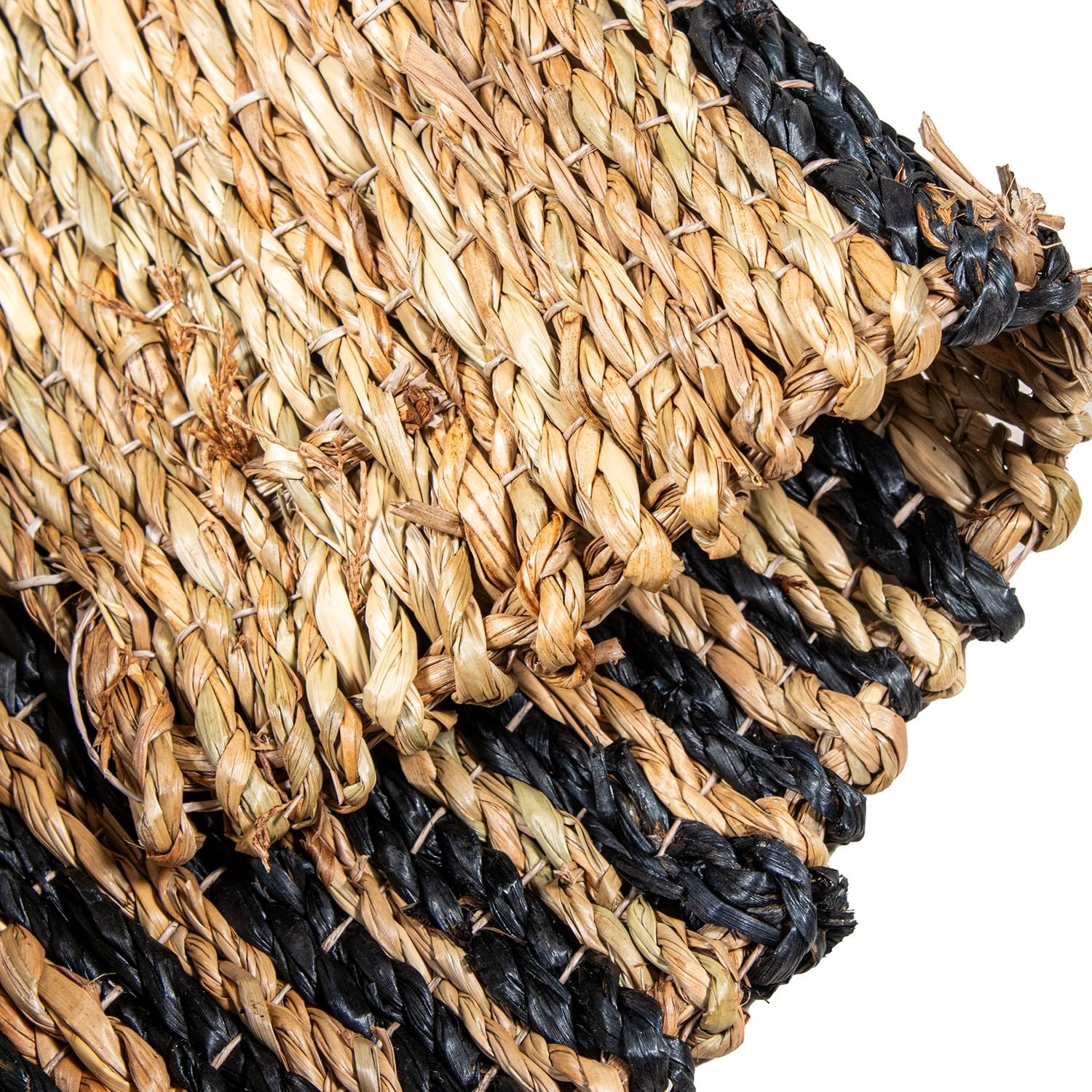 DRW Rechteckiger Teppich aus Seegras in Natur und Schwarz, 1 x 170 x 120 cm