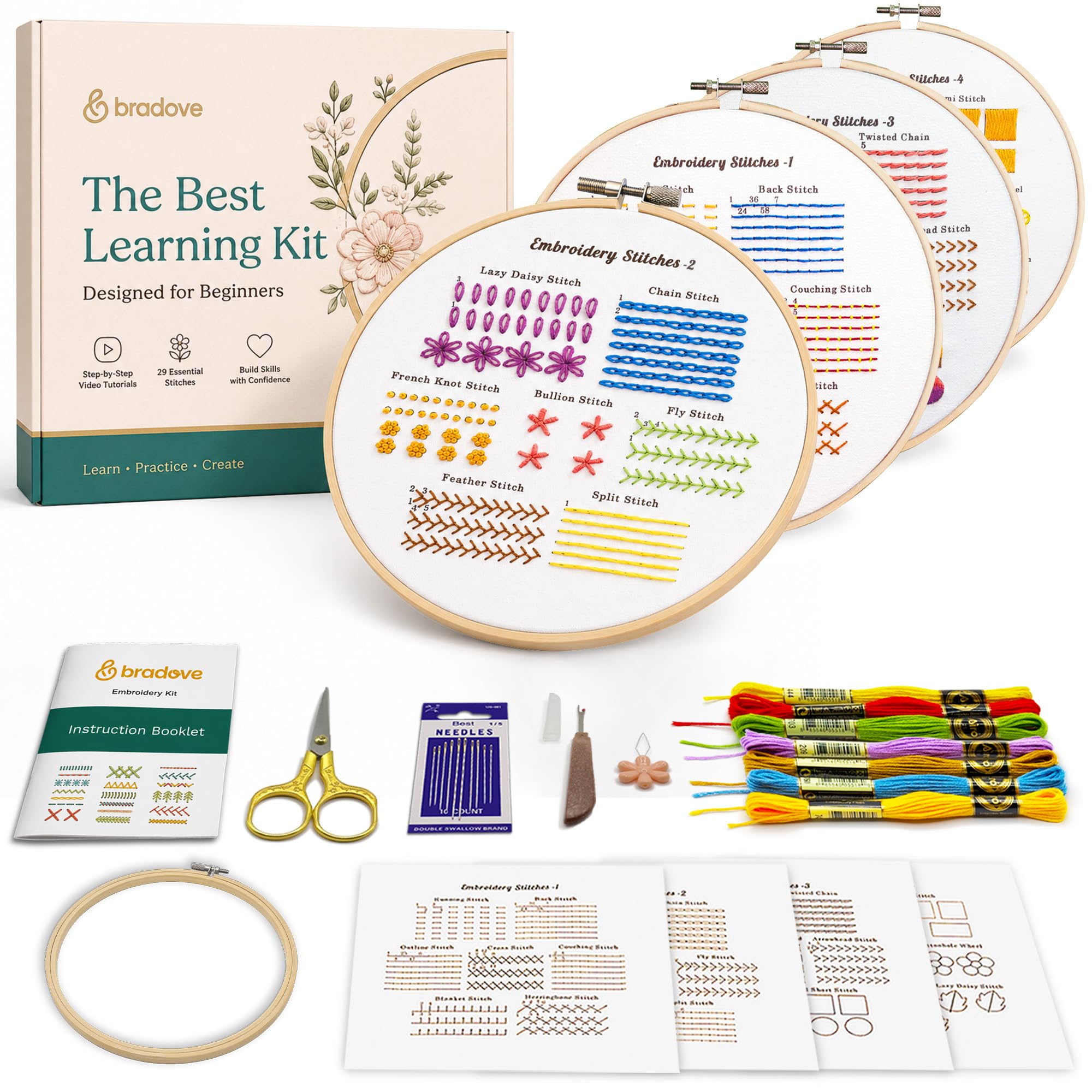 Learn Embroidery: Beginner Kit with Video Tutorials -1