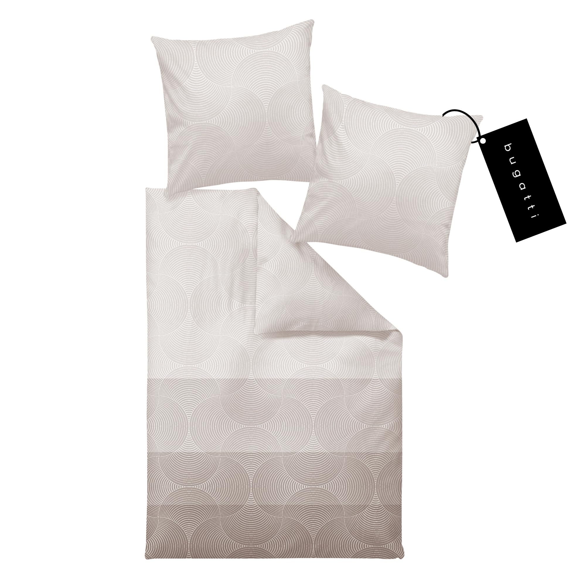 bugatti Bed Linen 135 x 200 cm - 100% Cotton, 2-Piece with Zip, Cuddly, Soft & Washable, Mako Satin Bed Linen Striped Natural-picture-27