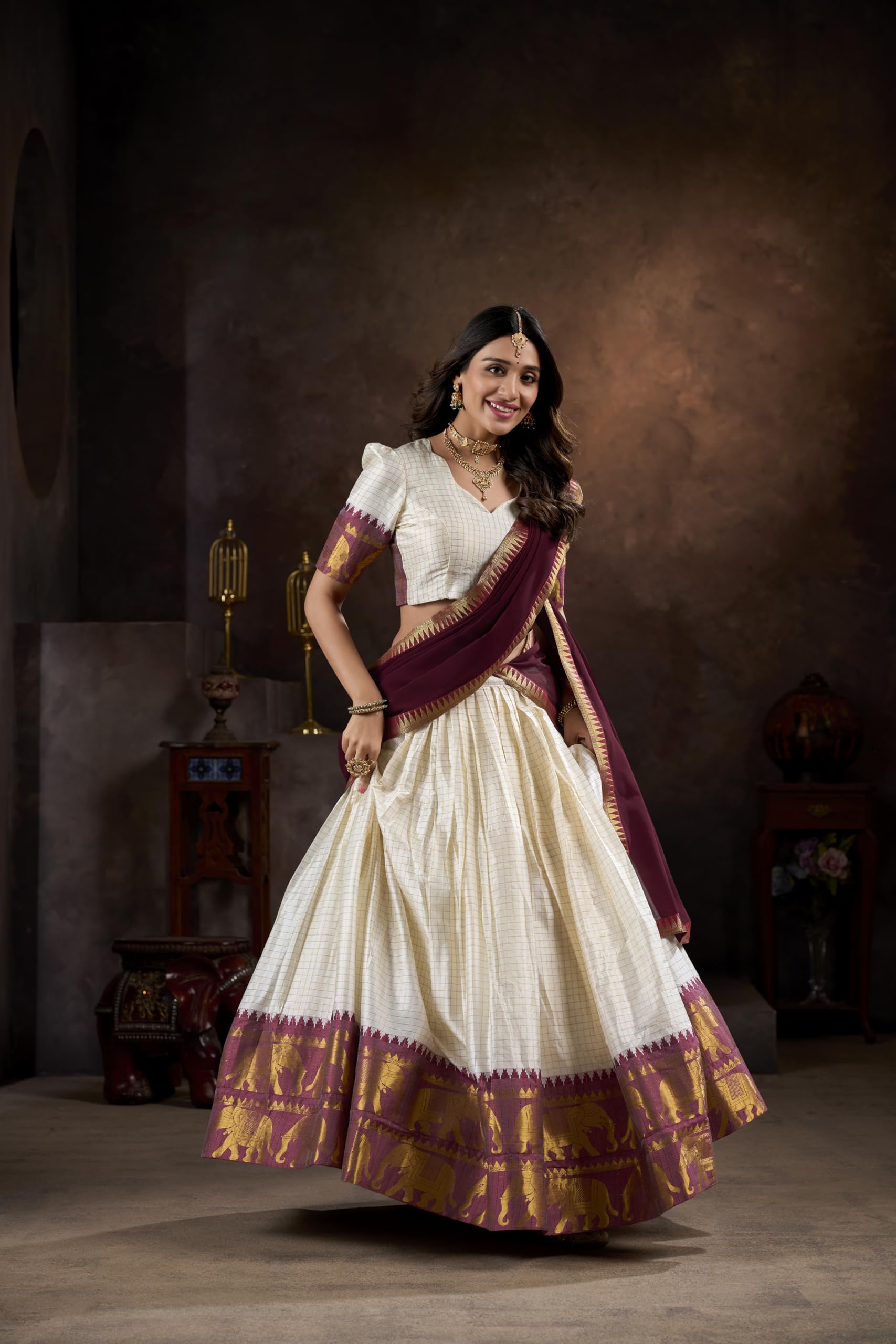LooknBook Art Women Wedding Lehenga choli With Dupatta (White) - Image 4 thumbnail