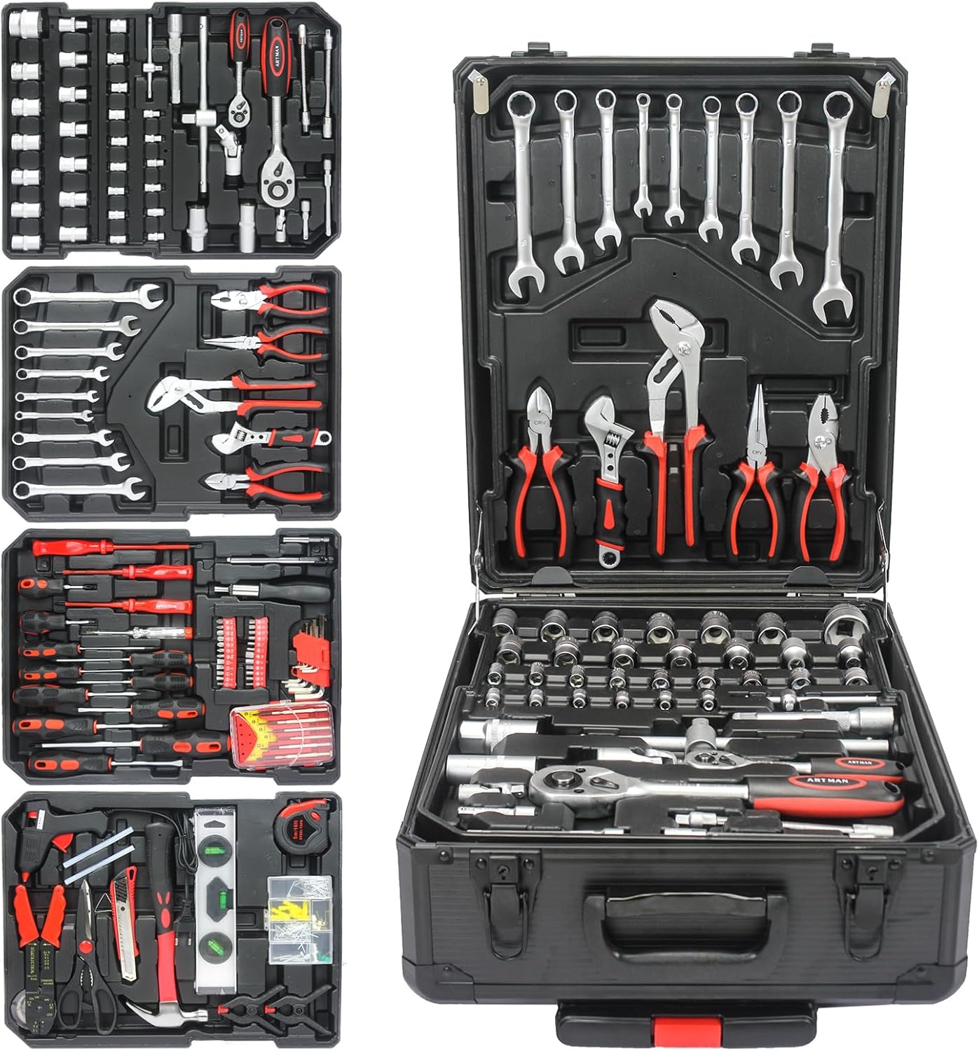 899 pcs Aluminum Trolley Case Tool Set, Removable Portable Hand Toolbox ...