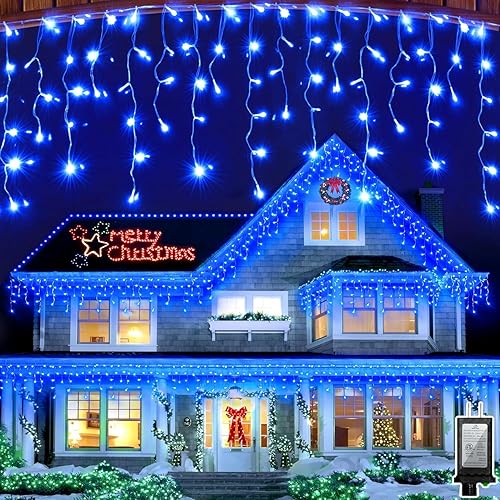 1620 luces LED de Navidad para exteriores de 164 pies, 360 gotas de hielo, 12 modos profesionales con temporizador de memoria y brillo, tira de luz