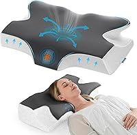 Vista 1 de Elviros Almohada cervical para dormir, almohada de espuma viscoelástica para aliviar el dolor de cuello, almohadas refrescantes para adultos