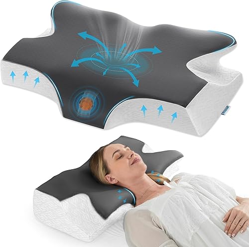 Elviros Almohada cervical para dormir, almohada de espuma viscoelástica para aliviar el dolor de cuello, almohadas refrescantes para adultos,