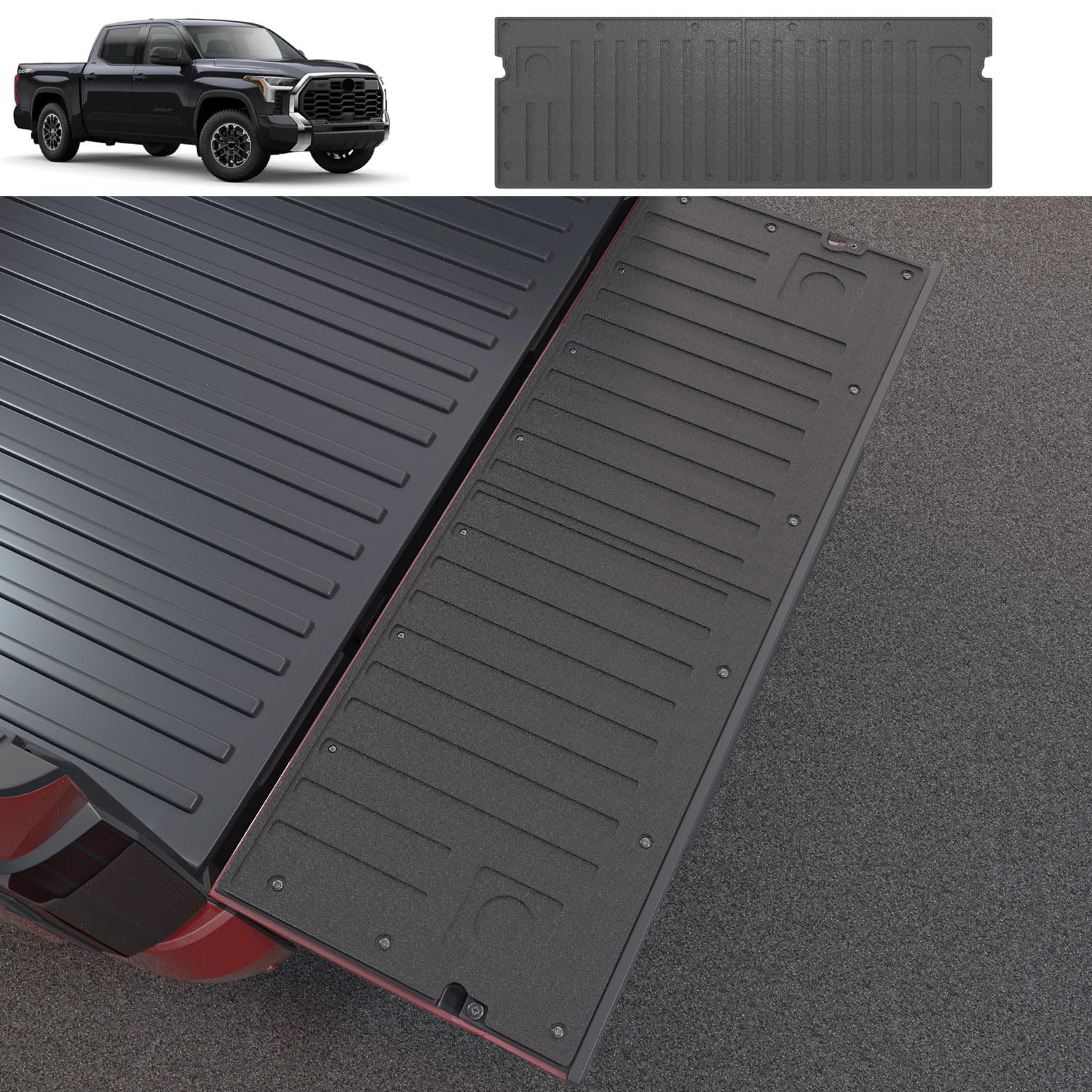 powoq Tailgate Mat Compatible with 2022-2024 Toyota Tundra Tailgate Bed Liners All Season TPE Tailgate Protector Replacement for 2022 2023 2024 Toyota Tundra Accessories(Tailgate Mat)