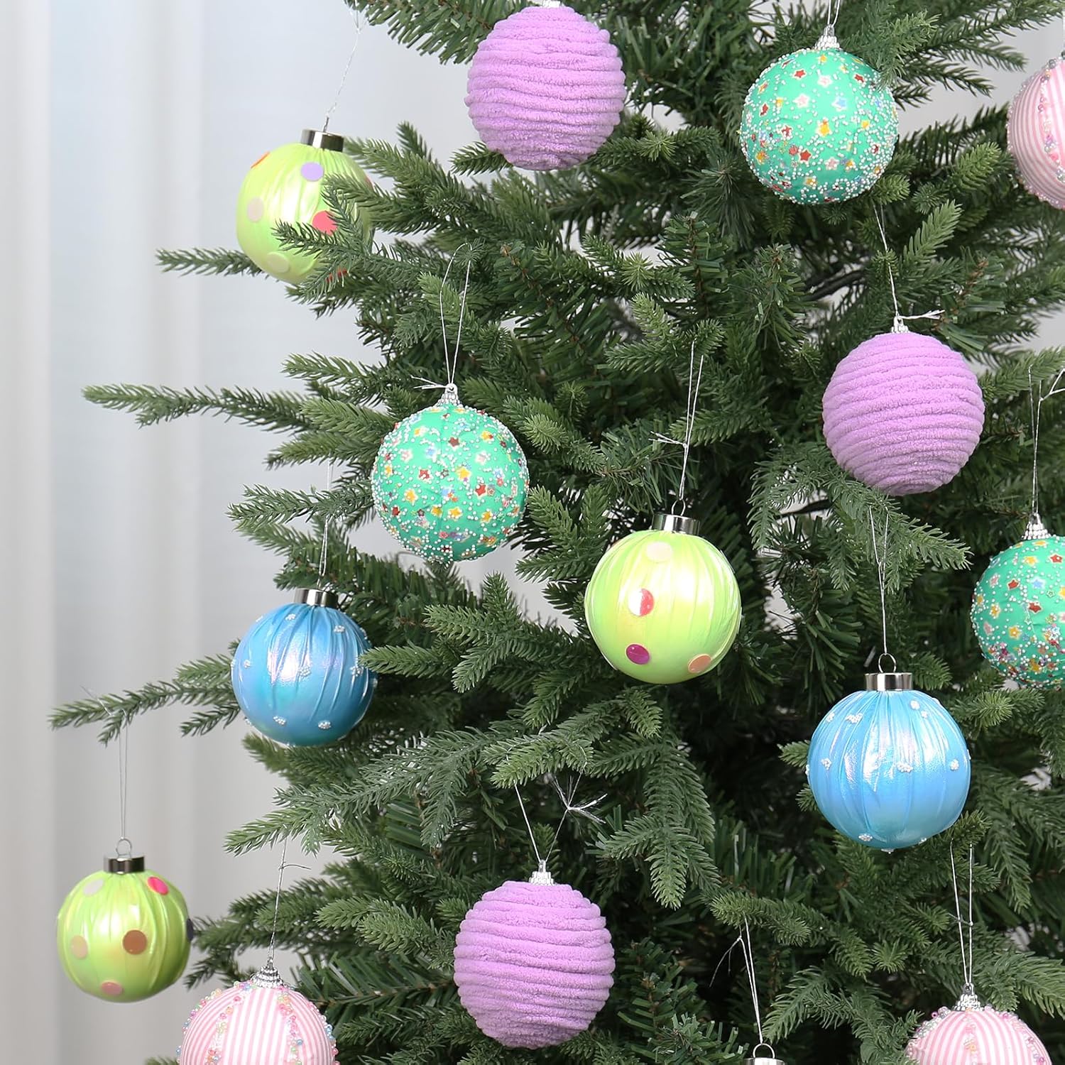 SY Super Bang 15PCS Christmas Ornaments Set, 8CM/3.14" Macaroon Colorful Pastel Candy Shatterproof Ball Ornaments Tree Hanging Decorations, for Home Holiday Party Xmas Decor. - Image 6