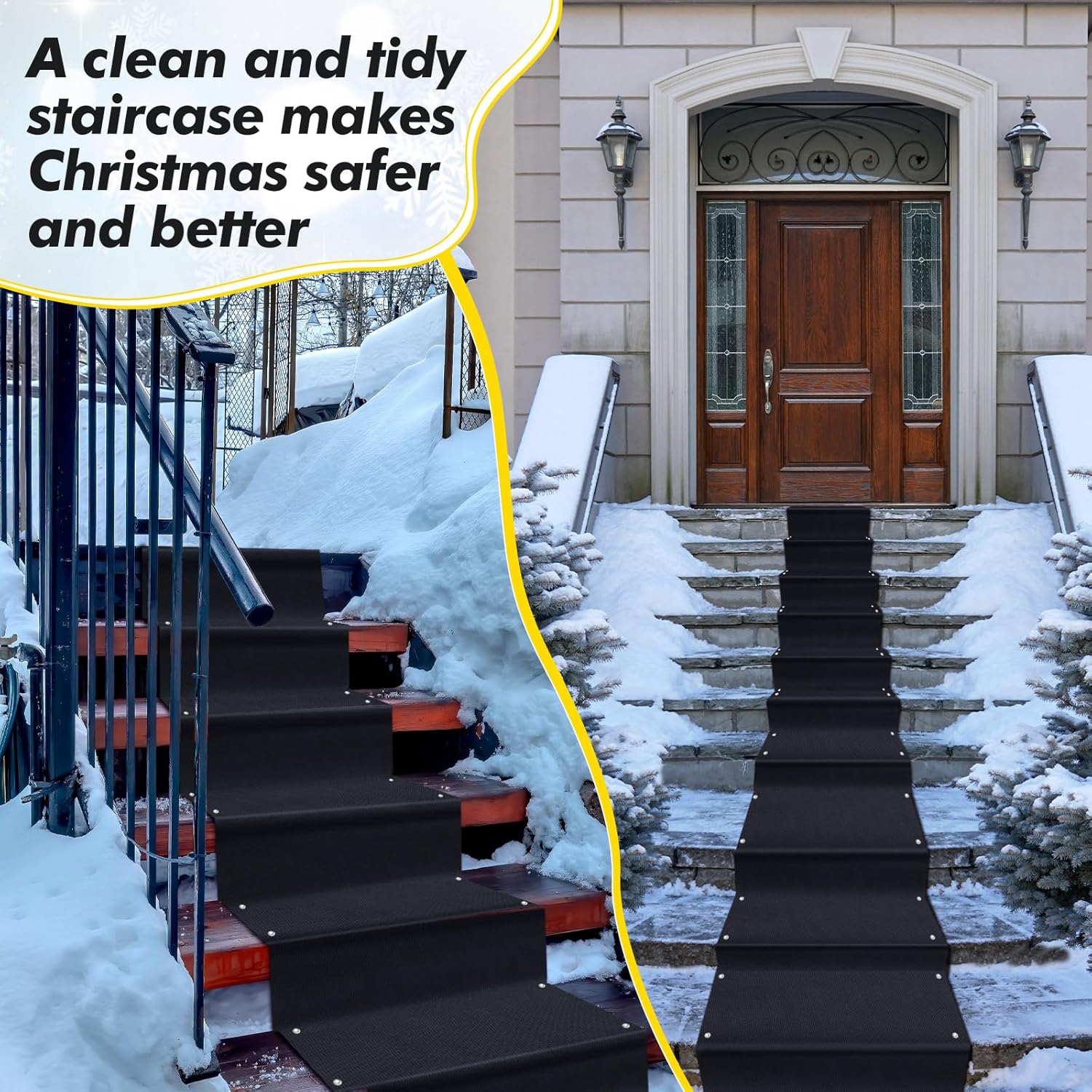 Timgle 13 x 60 Inch Heated Snow Melting Mat for Entrances, Heated Outdoor Mats, Non Slip Rubber Heating Entrance Mats with Power Cord, Snow and Ice Melting Pad for Outdoor Winter Use