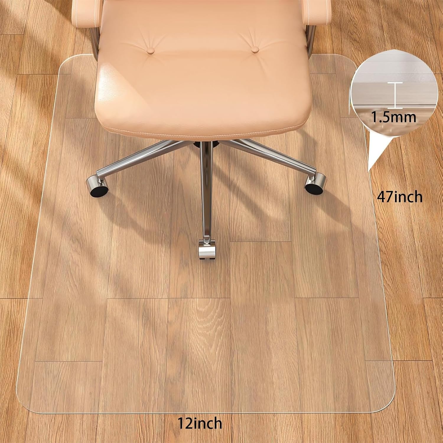 32 x 32 inch,Chair Mat，Carpet Floor Low Pile Office and Home Use Thick，Clear PVC Hardwood Floor Mat, Durable Plastic Floor Protector for Home and Office use