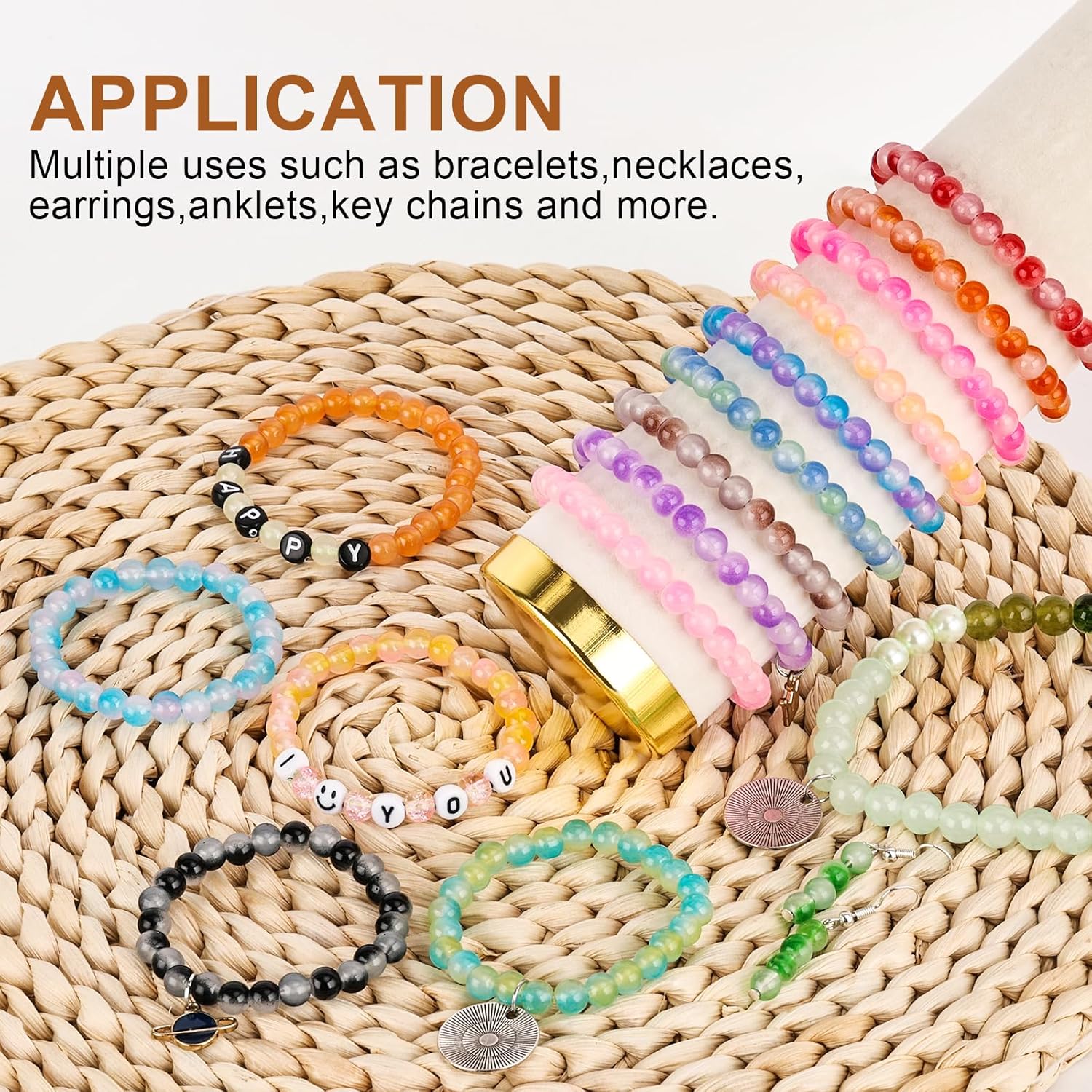 XSEINO About 1200+ PCS 6mm Double Colors Style Glass Beads Bracelet Making Kit,24 Assorted Double Colors Series Crystal Beads for Jewelry Making and DIY Crafts, Friendship Bracelets - Image 4