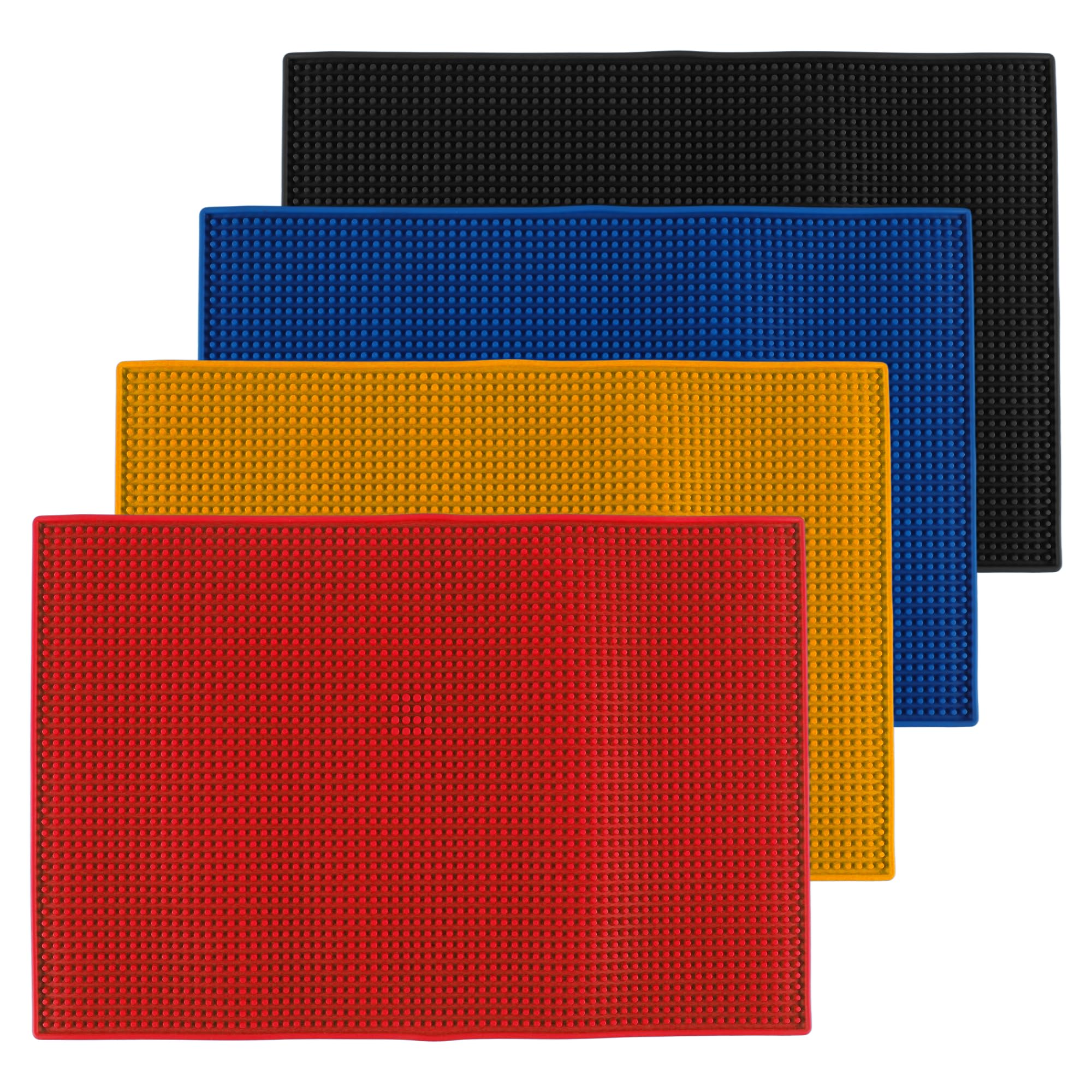 4 Pack 45x30cm Bar Mat, 18 x 12 Inch Colorful Rubber Bar Service Spill Mat for Home Pub, Coffee Drying Mats for Cocktail, Bartender, Counter Top (4 Colors)