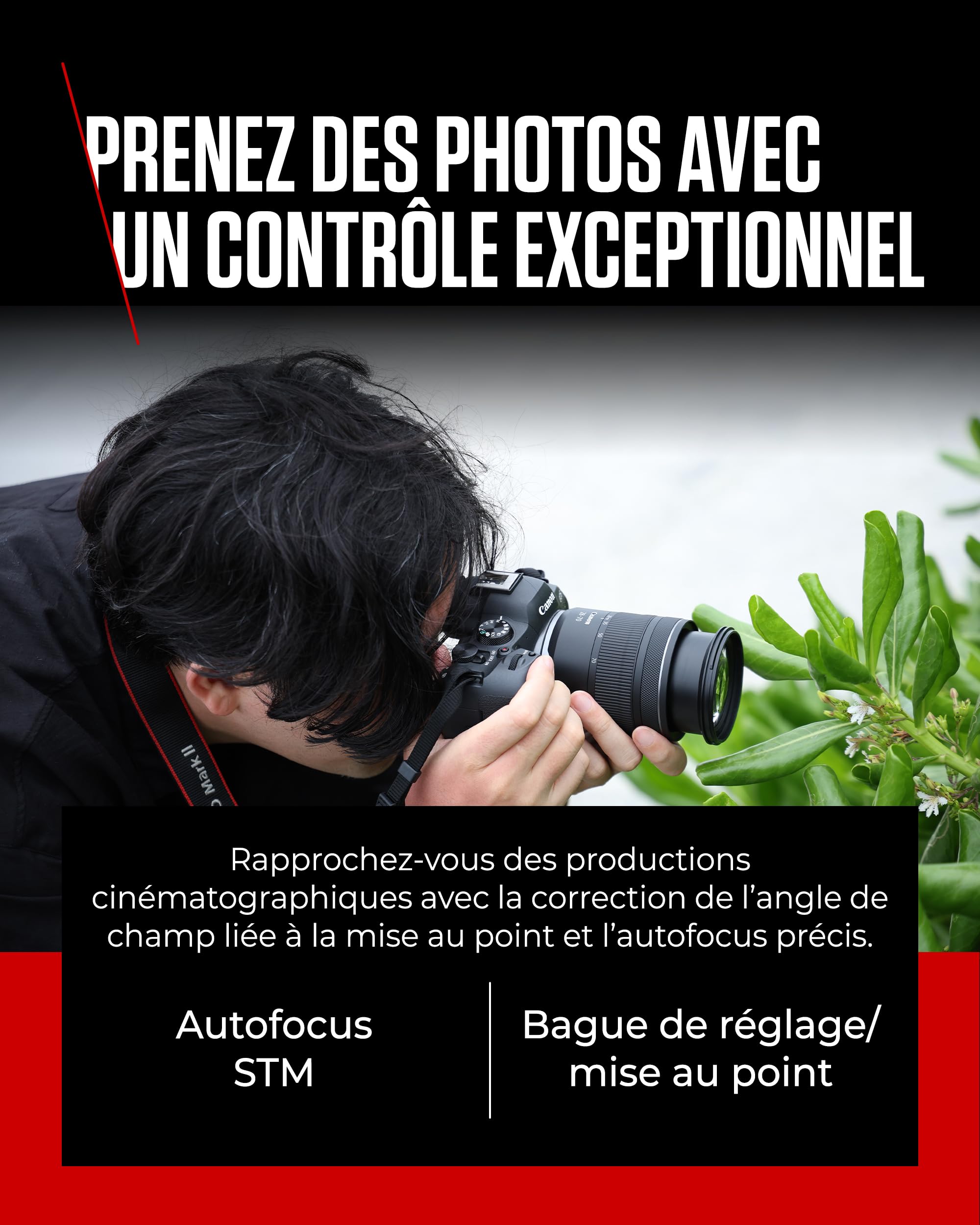 Objectif Zoom Standard Canon RF 28-70mm F2.8 is STM pour appareils Photo du système EOS R avec stabilisateur d'image à 5,5 Vitesses, tropicalisé, Conception compacte et légère