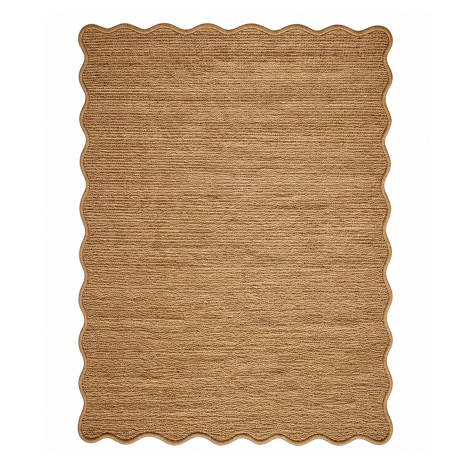 Pineapple Weave Rug, Khaki Natural Fiber Area Rug, Wavy Edge Floor Carpet