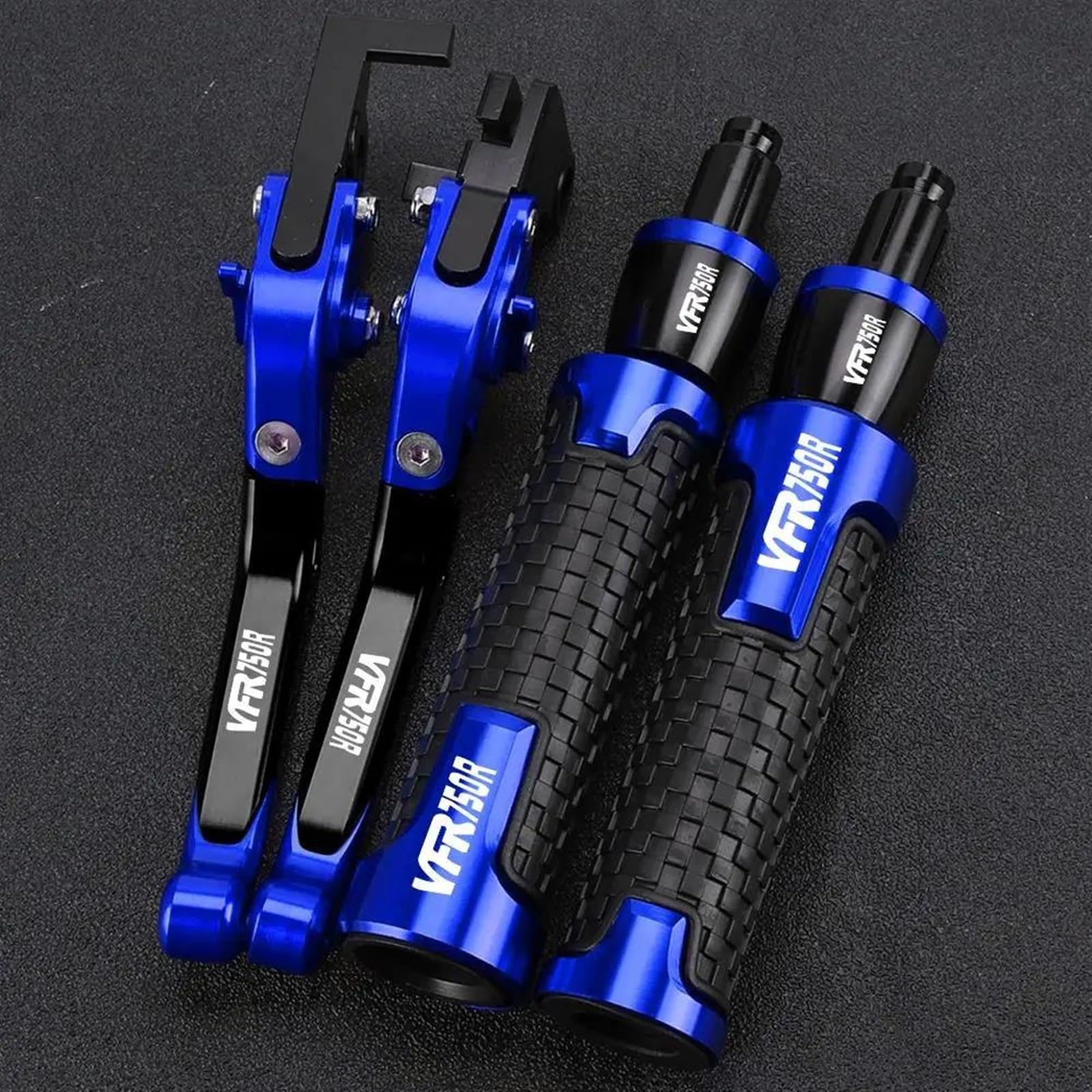 Palancas embrague freno ajustables y puños azules para Honda VFR 750 R