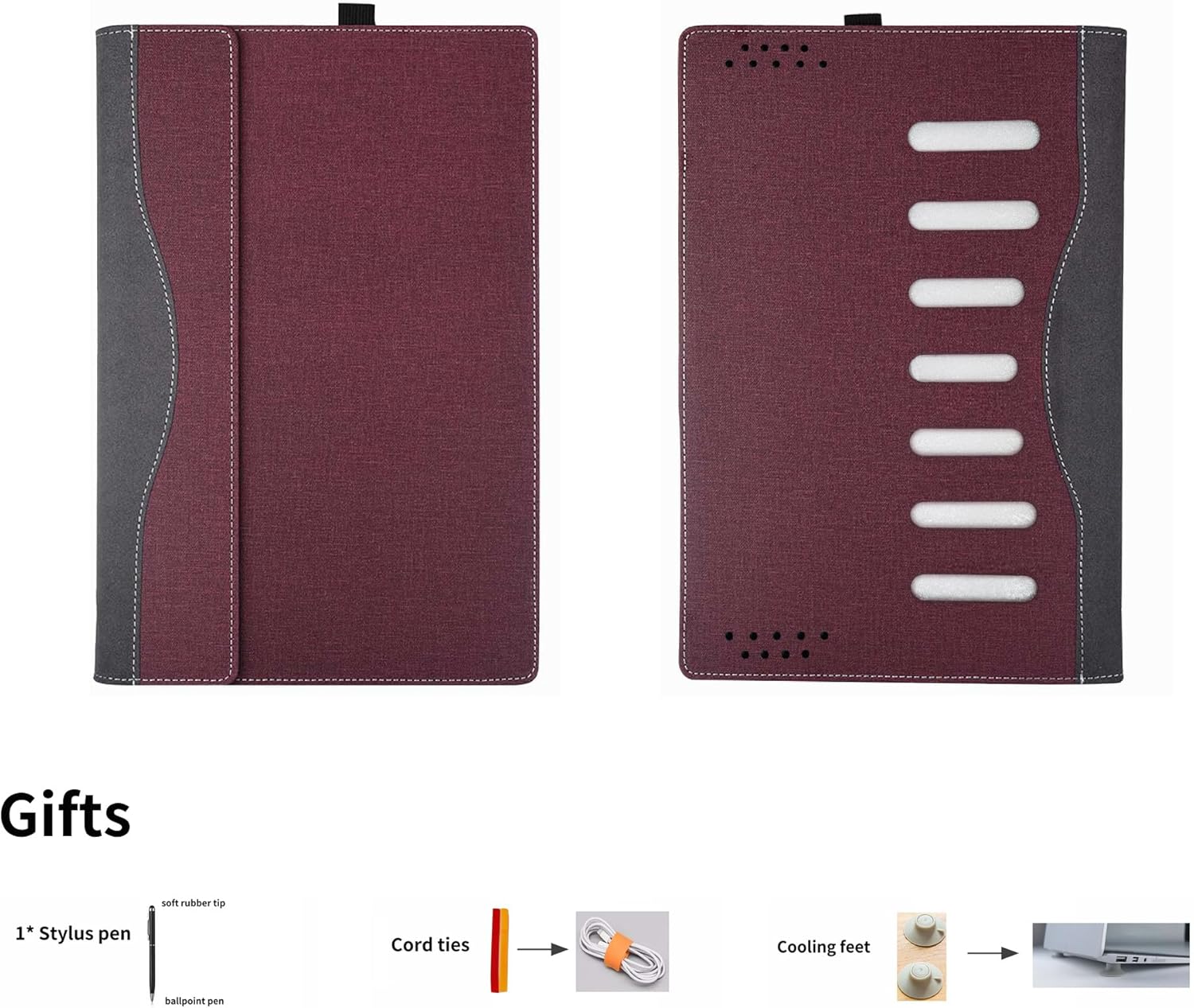 Protective Case Cover for 14 inch HP Laptop 14-ep 14t-ep 2023 / HP Laptop 14-em 14z-em [Not Other Models] Notebook Sleeve Computer Bag Protective PU Leather Shell Gifts (red Wine)