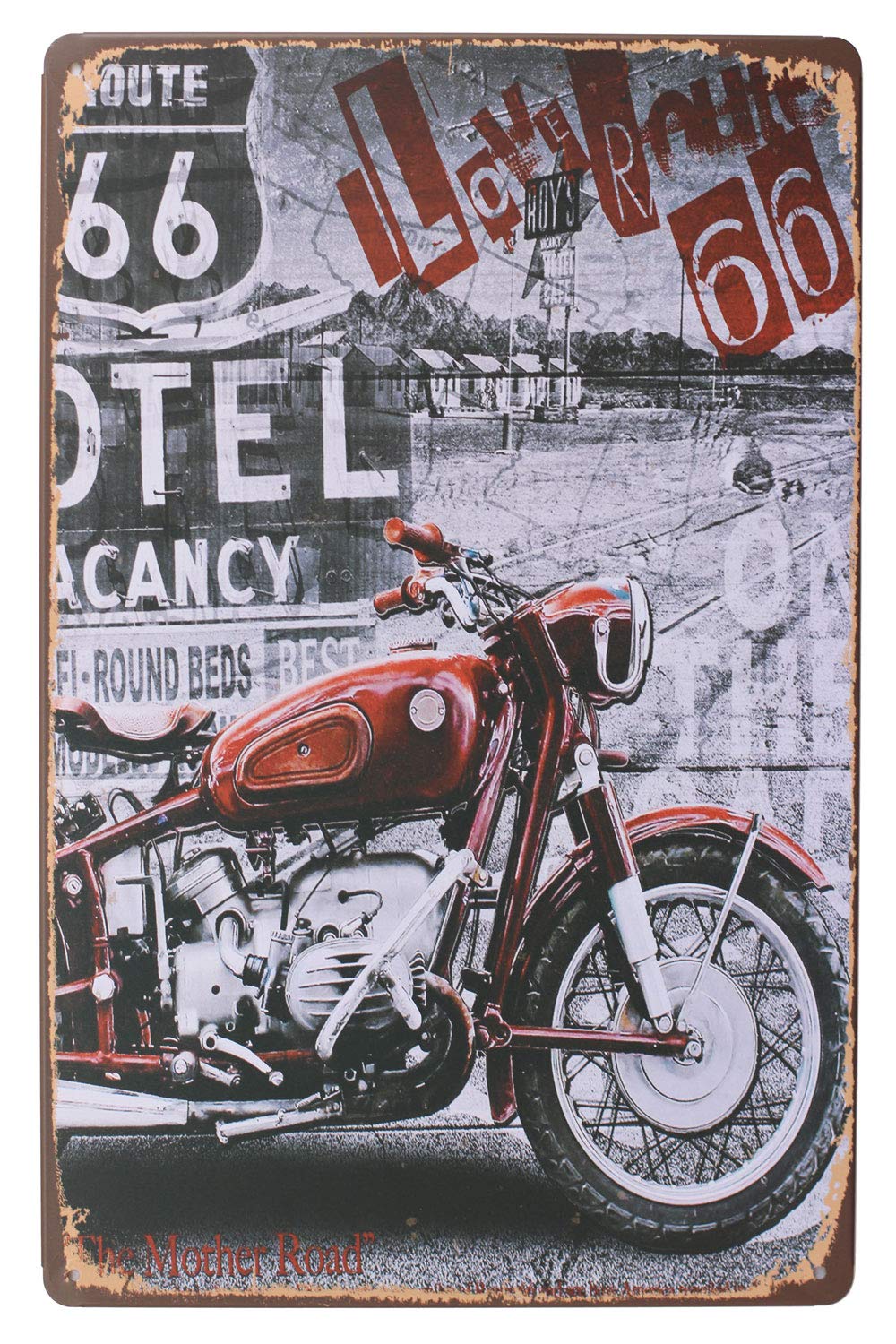 SUMIK Retro Rustic Style Indian Motorcycle Metal Tin Sign, Vintage Art Poster Plaque Garage Home Wall Decor