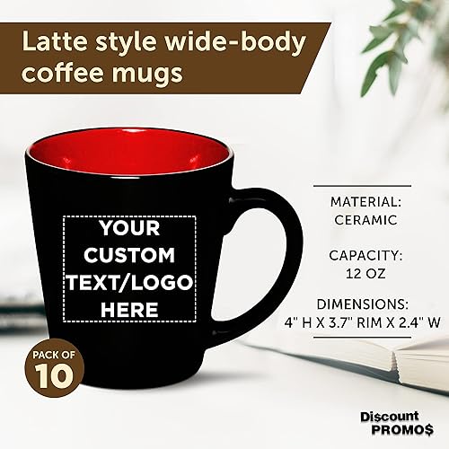Miniatura 4 de Tazas de café con leche de cerámica personalizadas, 12 onzas, juego de 10, paquete personalizado a granel, perfectas para café, té, expreso, cacao