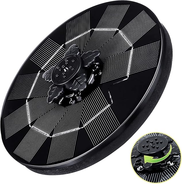 Upgraded 3W Circle Solar Fountain Pump, Solar Floating Pump with Petal Nozzle Rotating for 3 Mode, Outdoor Bird Bath Water Fountain for Small Pond, Garden Decoration, Water Cycling(No Power Storage)