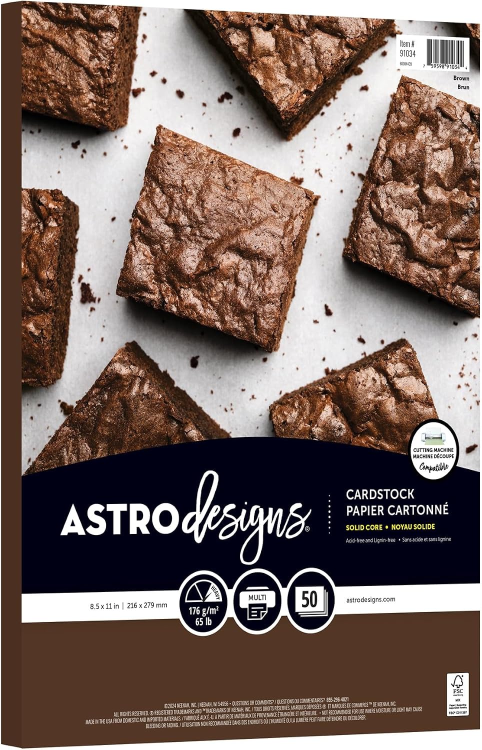 Astrodesigns Crafting Cardstock, 8.5" x 11", 65 lb./176 gsm, Brown, 50 Sheets (91034)