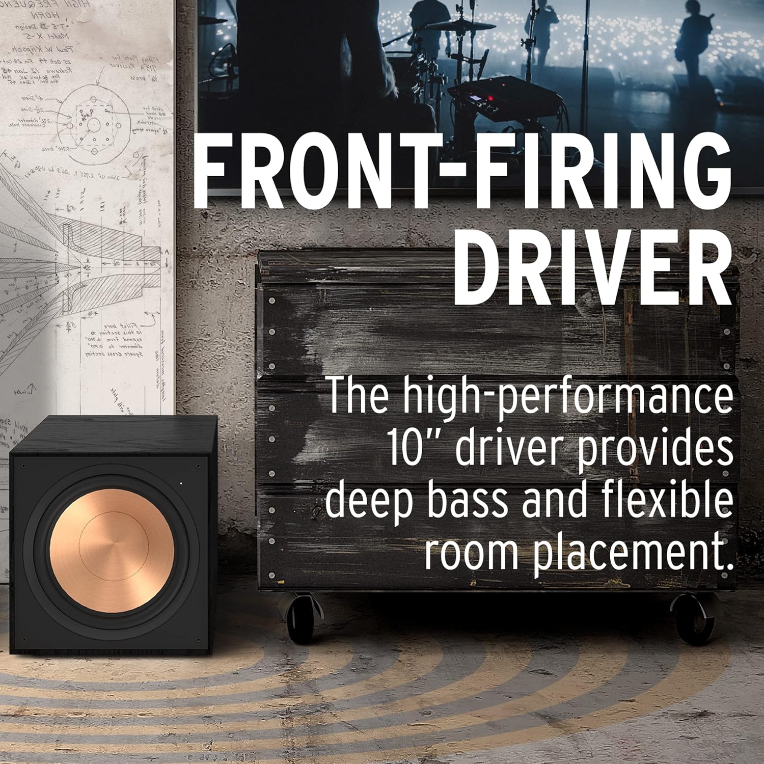 Klipsch Reference R-121SW 12” Front-Firing Subwoofer with revamped Spun-Copper thermoformed crystalline Polymer woofers and an All-Digital Amplifier for Premium Sound in Black (Renewed)