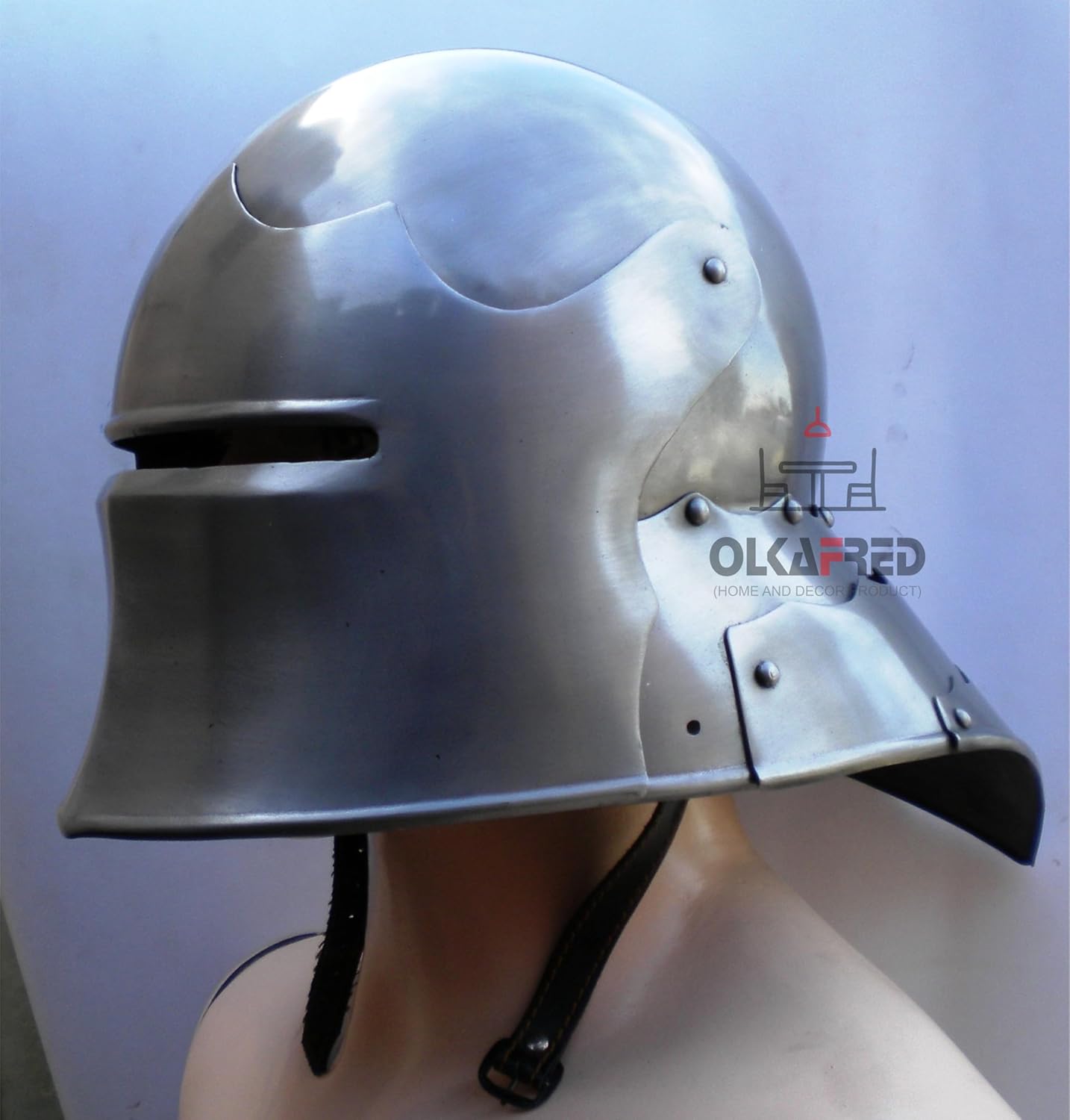 German Sallet Cosplay Armor Viking Crusader Helmet Larp Reenactment Costume With Padded Arming Cap and helmet stand(14 gauge 2mm thick steel)