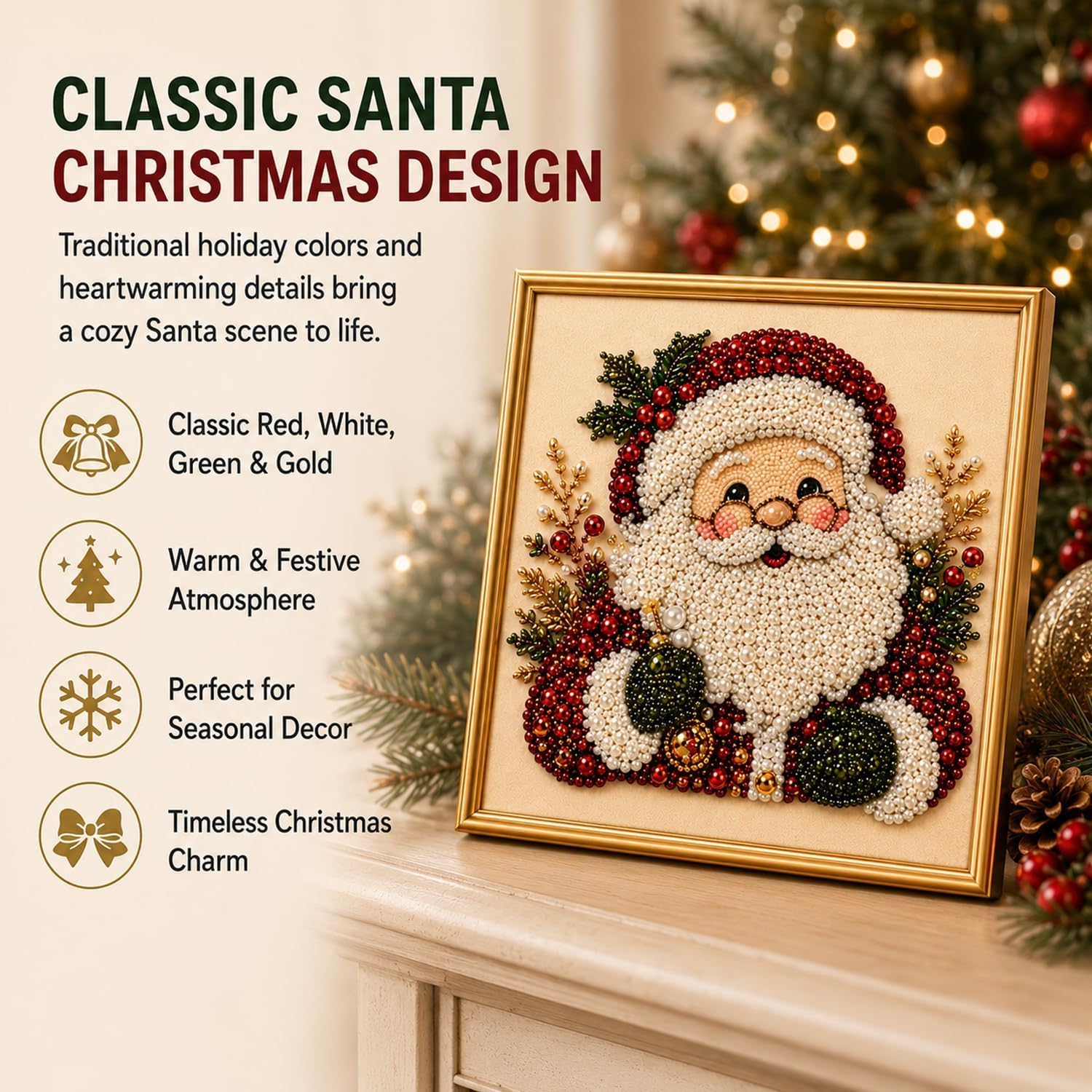 Christmas Diamond Painting Kit, DIY Santa Pearl Art for Adults (Reindeer) image 5