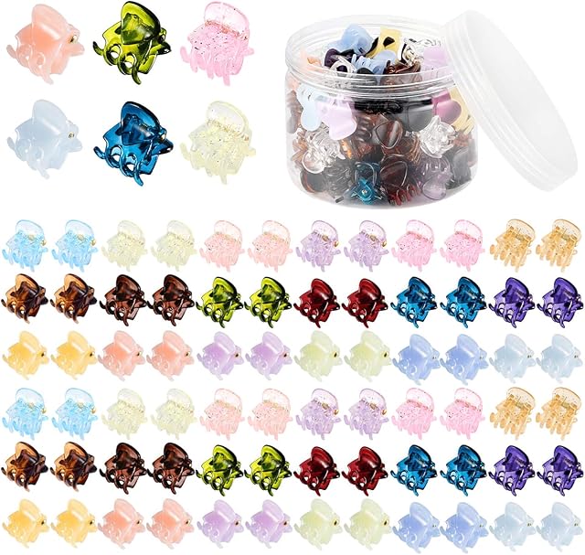 72 Pcs Small Hair Clips, Funtopia Mini Hair Clips Claw Clips for Women and Girls, Plastic Tiny Hair Clamps with a Box (Candy Colors)