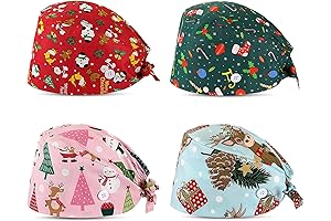 4 Pcs Christmas Scrub Cap with 4 Styles