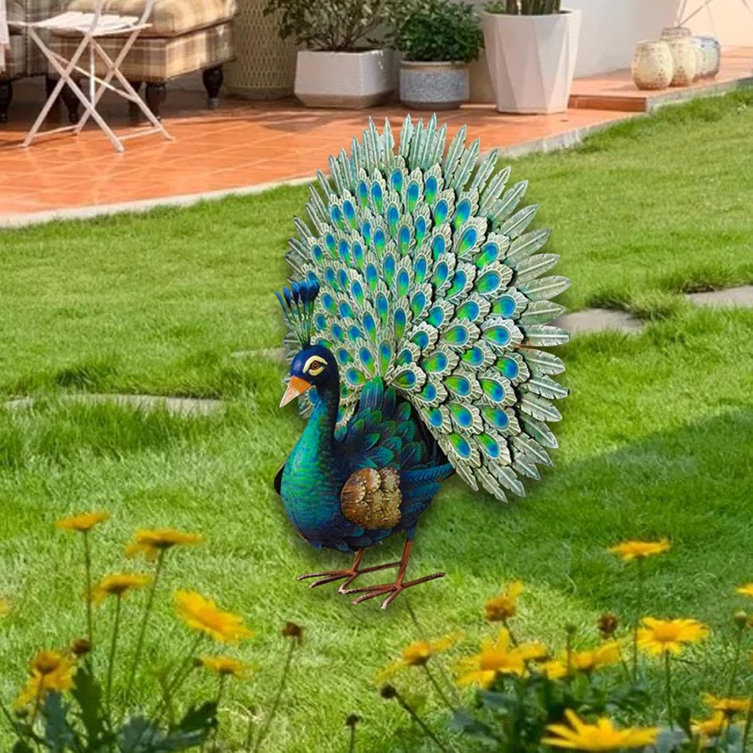 置き物 インテリア 孔雀 ガーデニング 庭 アイアンアート 装飾 2