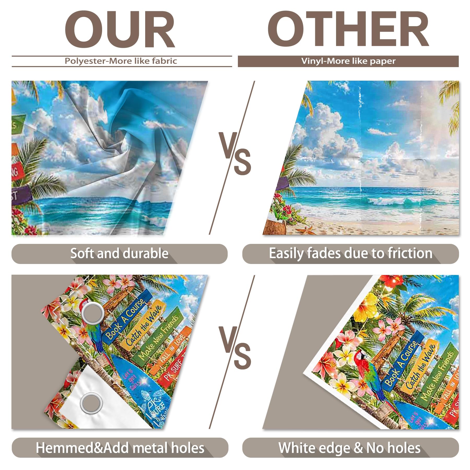 Luminora 2,1x1,5 m Toile de Fond Plage Hawaïenne d’Été, Soleil Tropical Palmiers Fleurs Bord de Mer, Tapisserie Murale Bannière de Fête de Vacances Décorations Accessoires de Photobooth - 5
