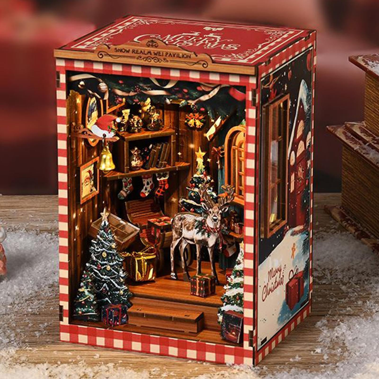 Kit De Casa Miniatura Navideña – Puzzle 3D De Madera De 161 Piezas, Maqueta Decorativa De 17.5x12x10.5 Cm Para Principiantes