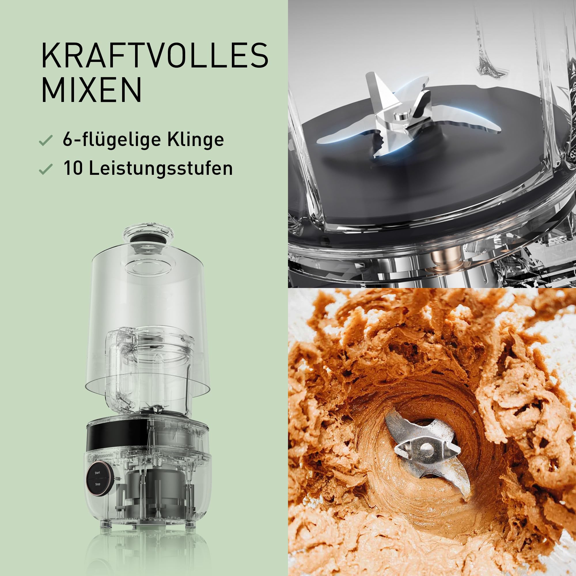Panasonic MX-HG4401KXE Standmixer 1.2 l 800W Leiser Mixer Heiß & Kalt 9 Programme Schwarz Roségold