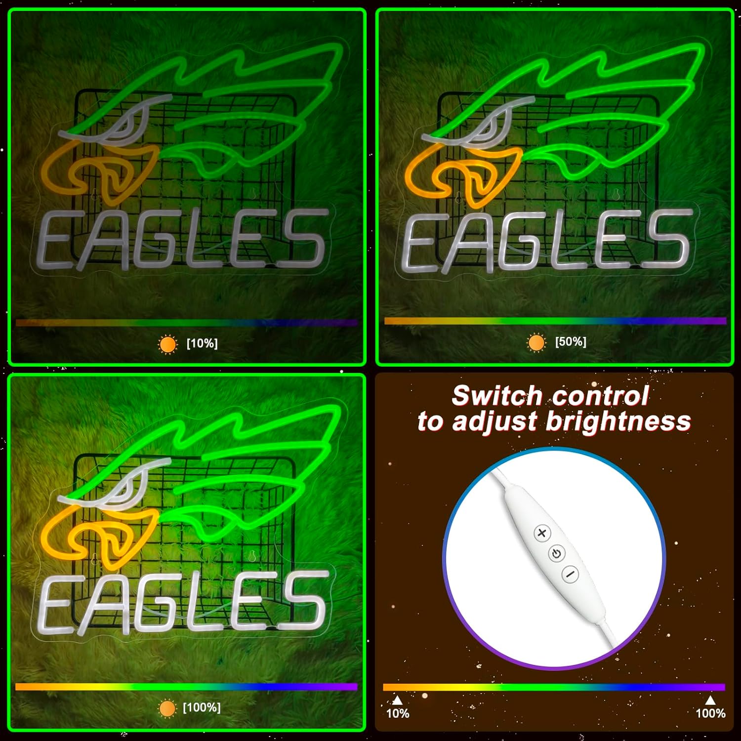 Eagle Neon Signs Football Team Led Neon Sign for Wall Decor USB Powered, Dimmable Football Neon Signs 15.74x11.81inches Animal Preppy Lights for Man Cave Dorm Room Pub Decor Birthday Party Sport Fans Gifts