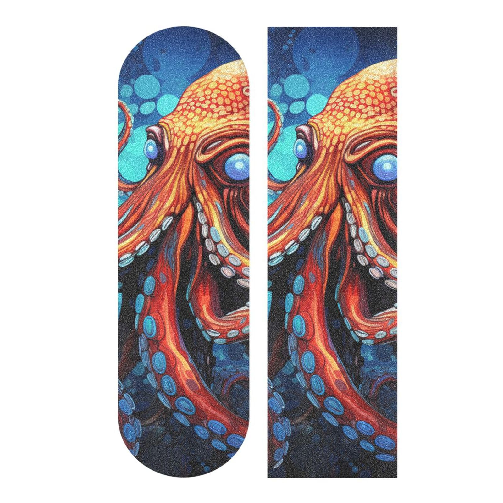 Abstrakte Rote Krake Skateboard Griptape Rutschfest Selbstklebend Longboard Griptapes Aufkleber Griffband 9x33in,44x10in(1pcs)